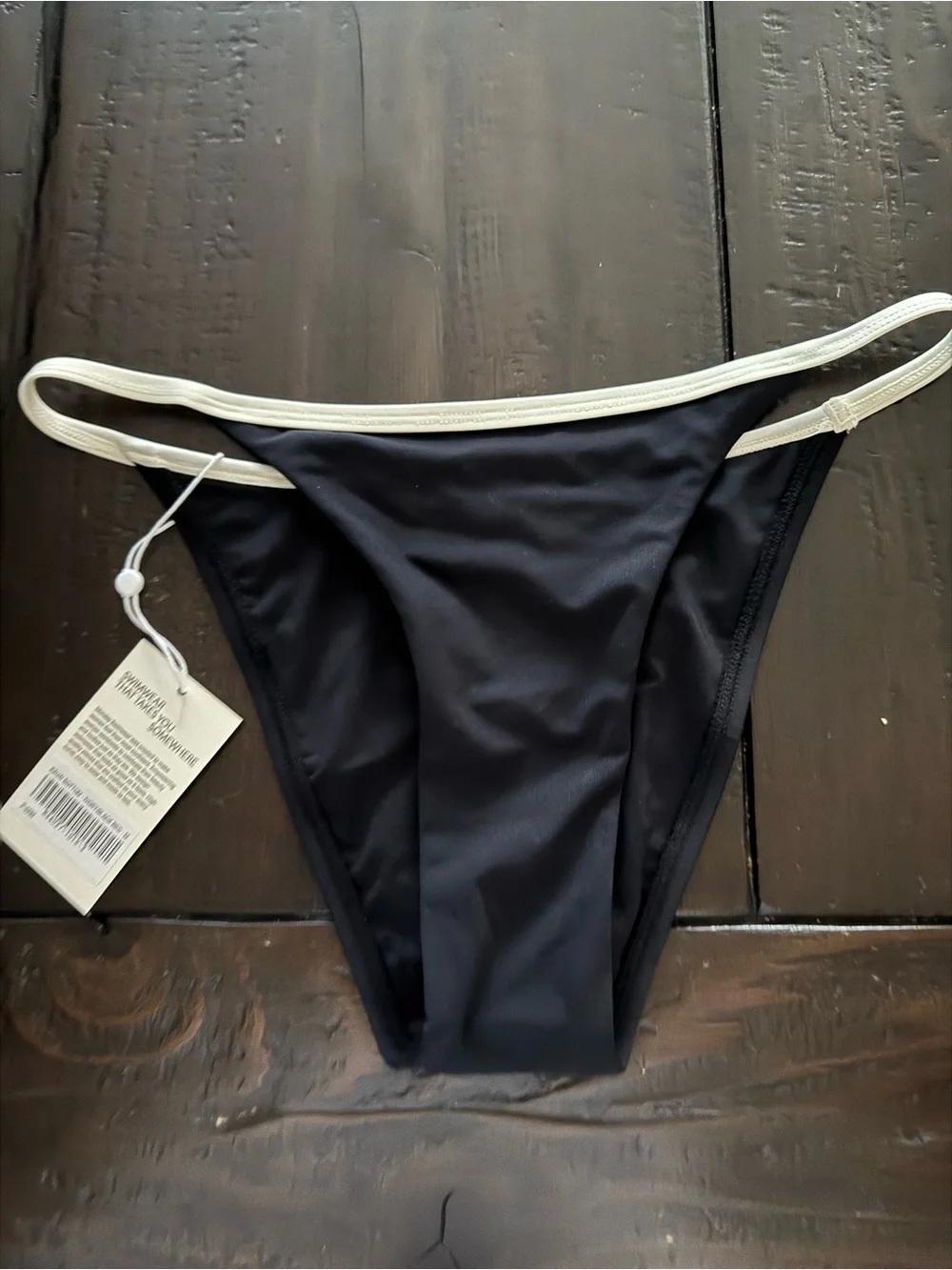 Monday Swimwear Kauai Bottom  Black and Cream High-Cut Bikini Bottom